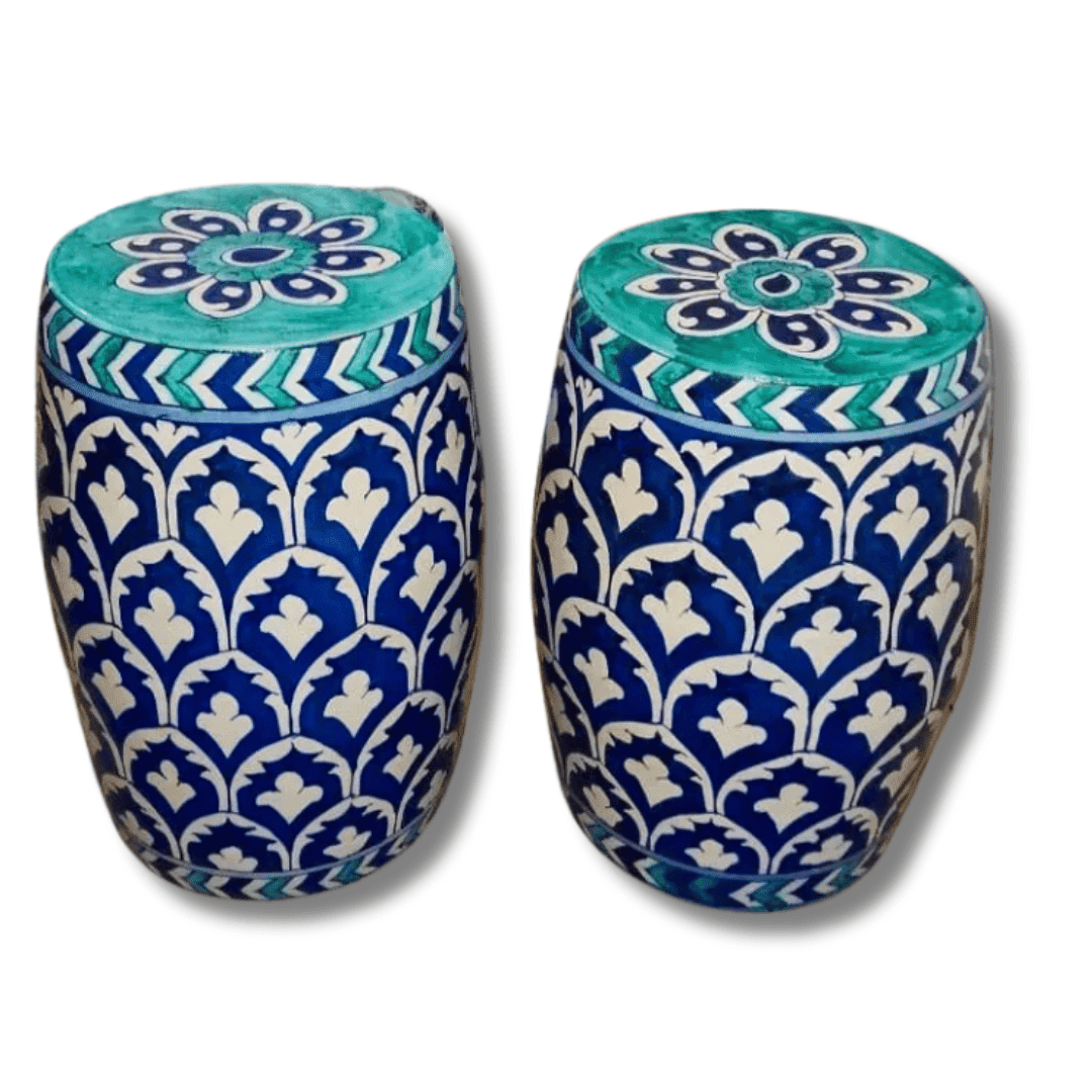 Hand-Painted Blue Stool